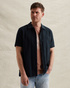 Shirt with short sleeves and woven stripe pattern – Black Indigo – Casual shirts | PME LEGEND