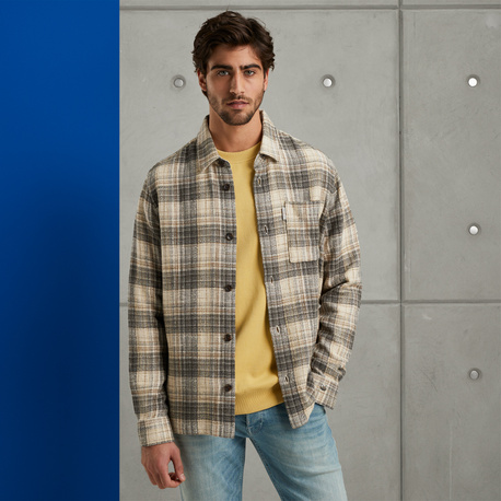 Shirt jacket with check pattern