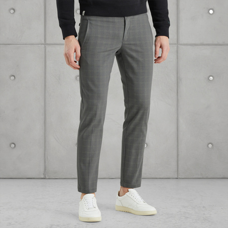 Relaxed slim fit chino met ruitpatroon