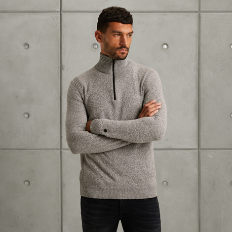 Pullover with half zipper