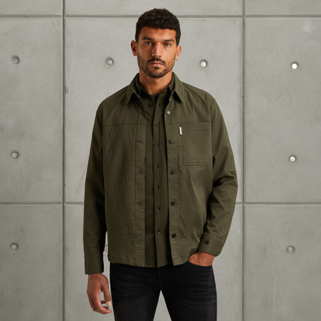 Shirt jacket with press buttons