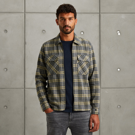 Shirt jacket with checked pattern