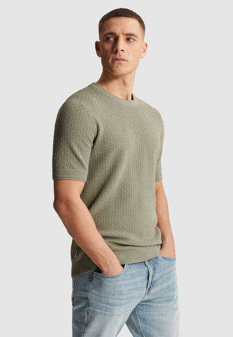 Gebreid T-shirt van katoen/modal