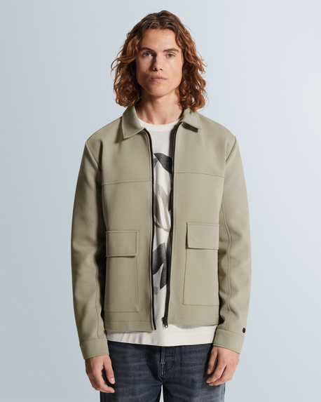 Sweat jacket with zipper closure and flat collar