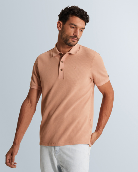 Polo shirt with two-tone waffle texture