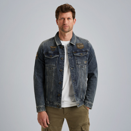 Denim jacket met badges