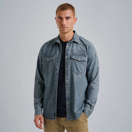 Denim shirt met badges