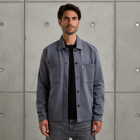 Shirt jacket van interlock sweatstof