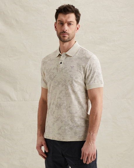 Polo van slub jersey met allover print