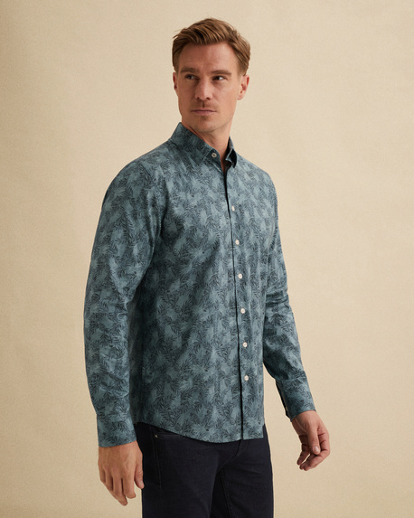Overhemd van poplin met allover print