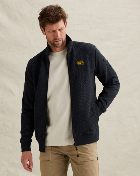 Sweat jacket met structuren en flight pocket