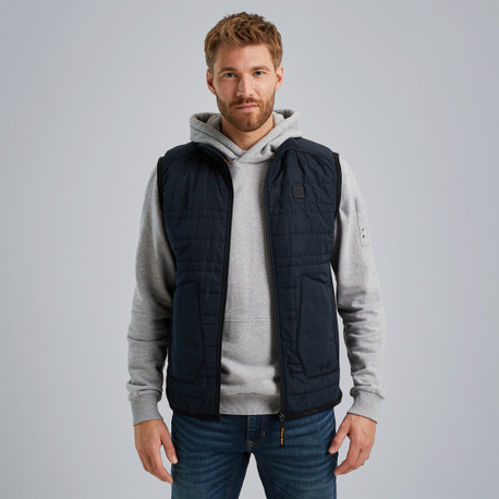 Bodywarmer van een materiaalmix