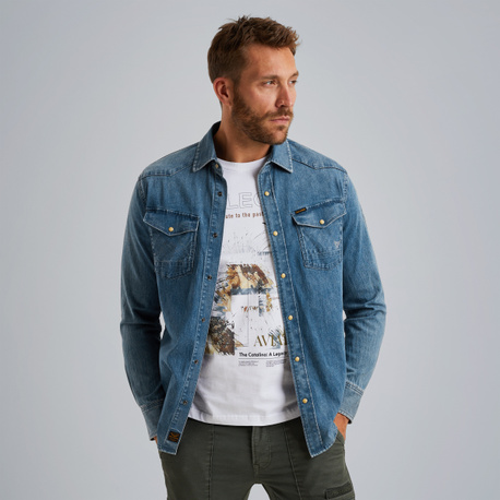 Denim shirt met badge