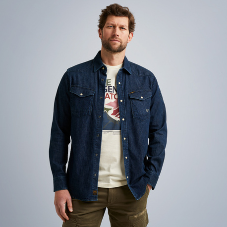 Denim shirt with comfort stretch