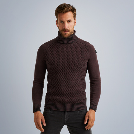 Turtleneck pullover with texture