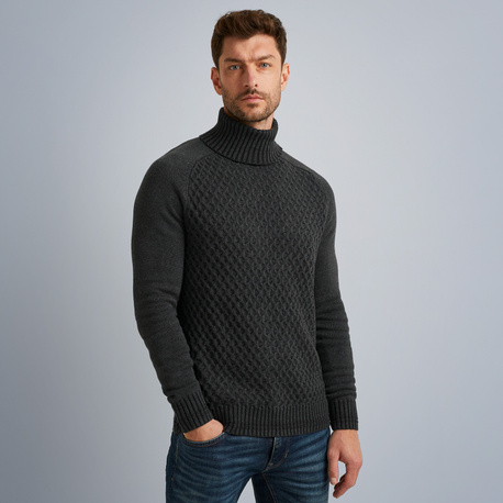 Turtleneck pullover with texture