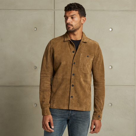 Shirt jacket in suede