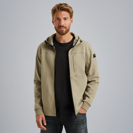 Sweat jacket with zipper closure