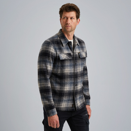 Shirt jacket with check pattern