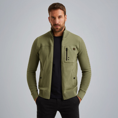 Cardigan in einem Materialmix