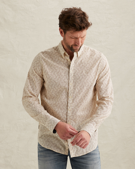 Shirt with allover print and button-down collar