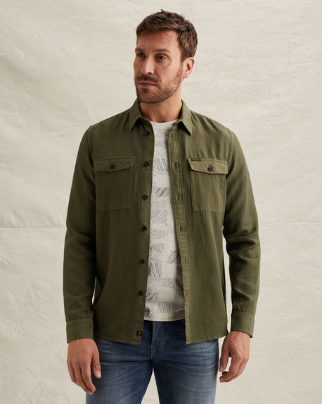 Shirt in cotton/linen with stitching details