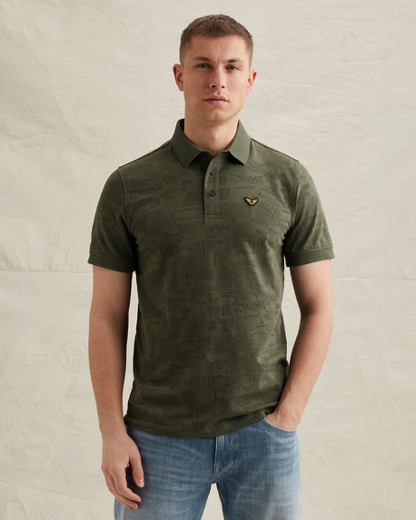 Polo shirt with allover jacquard pattern