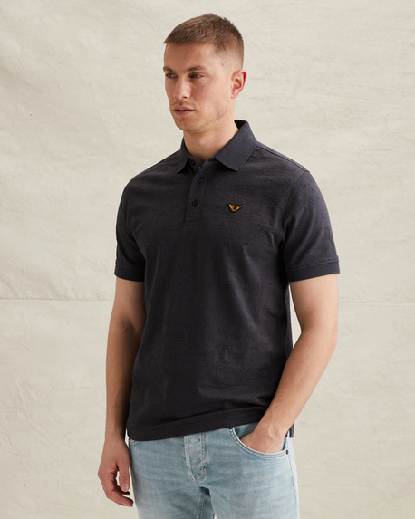 Polo shirt with allover jacquard pattern