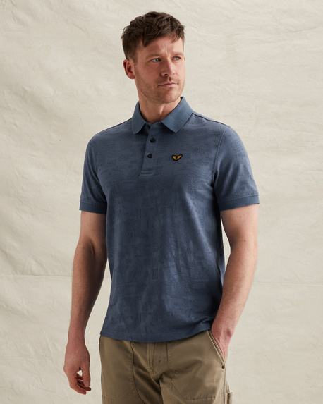 Polo shirt with allover jacquard pattern