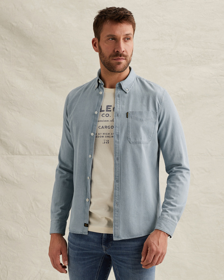 Overhemd van denim met stitching details