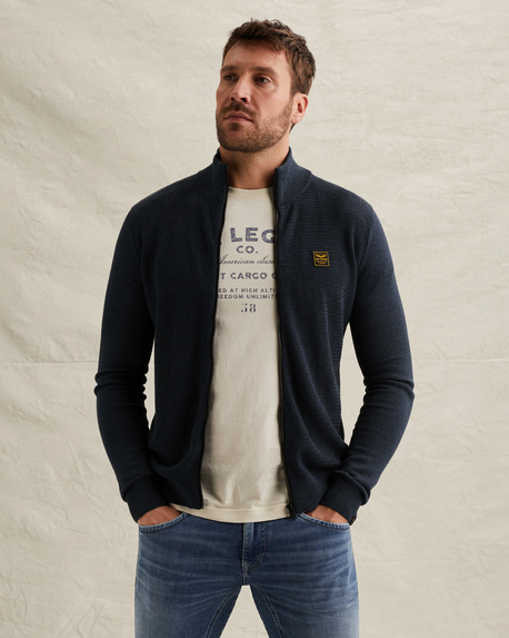 Strickjacke mit Reißverschluss und Stehkragen