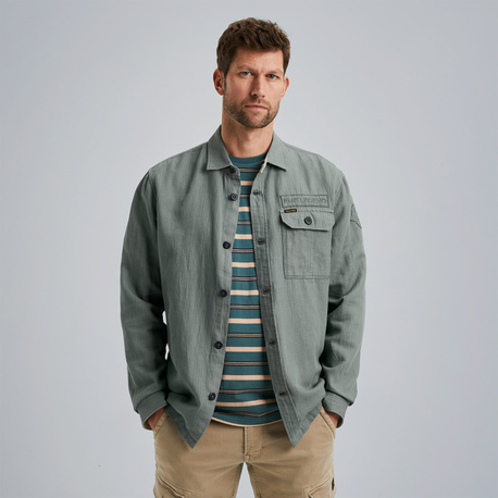 Shirt jacket with herringbone pattern