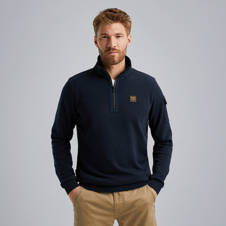 Pullover with half zipper