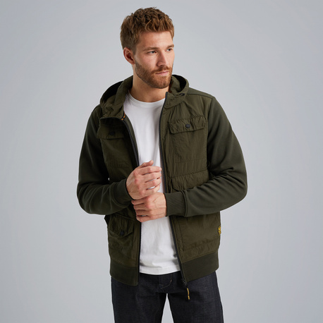 Hybrid jacket with hood