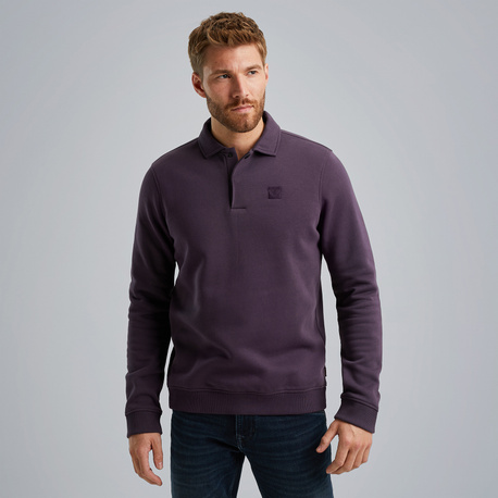 Sweatshirt with polo collar