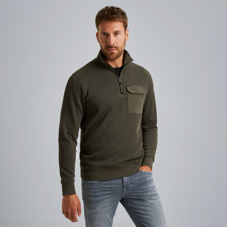 Pullover with half-zipper
