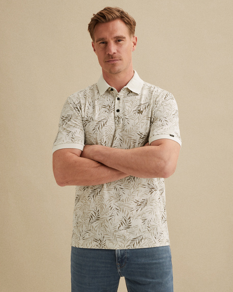Polo van piqué met allover print