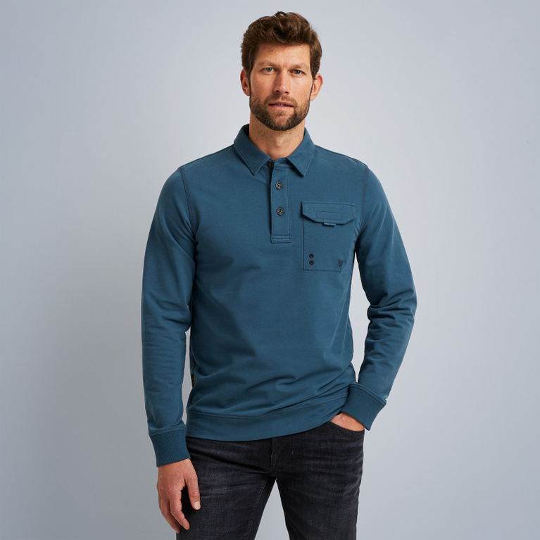 Sweatshirt with polo outlet collar