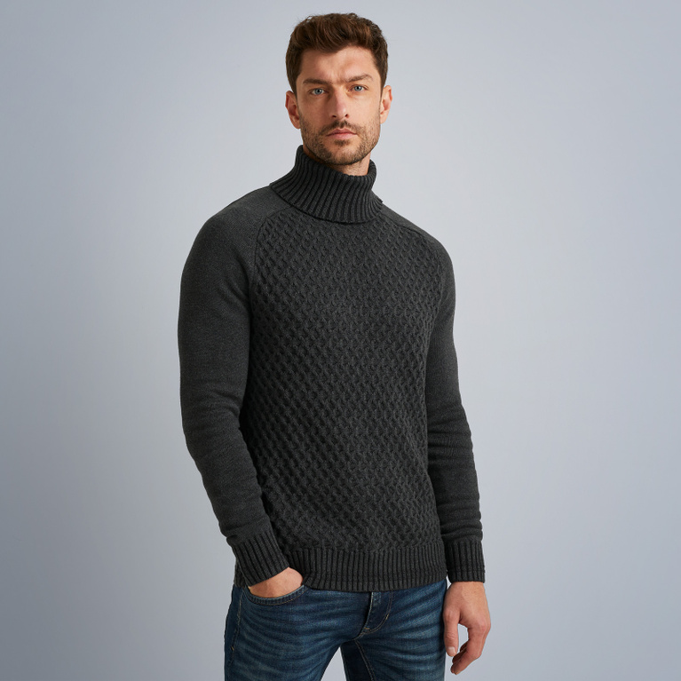 turtle neck textured pullover