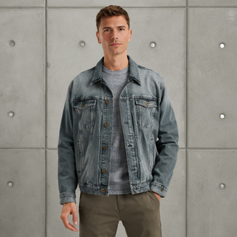 Denim trucker jacket met comfort stretch