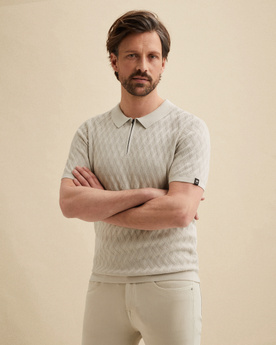 Polo van katoen/modal met ritssluiting