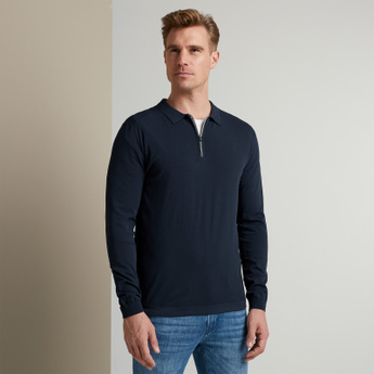 Lange Mouwen Viscose Blend Polo
