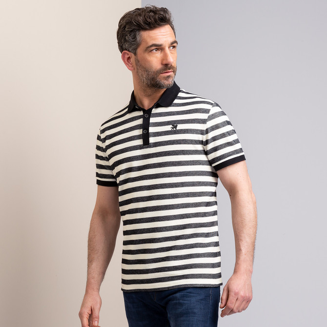 Short Sleeve Structure Stripe Polo